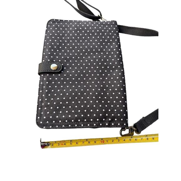 Thirty-One 31 New Polka Dot Canvas Convertible Clutch Crossbody City Gray Grey - Picture 3 of 9